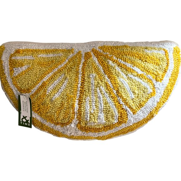 NWT! Fantastic PLACE & TIME Lemon Wedge Hooked Accent Pillow 20” x 11” - Picture 2 of 10